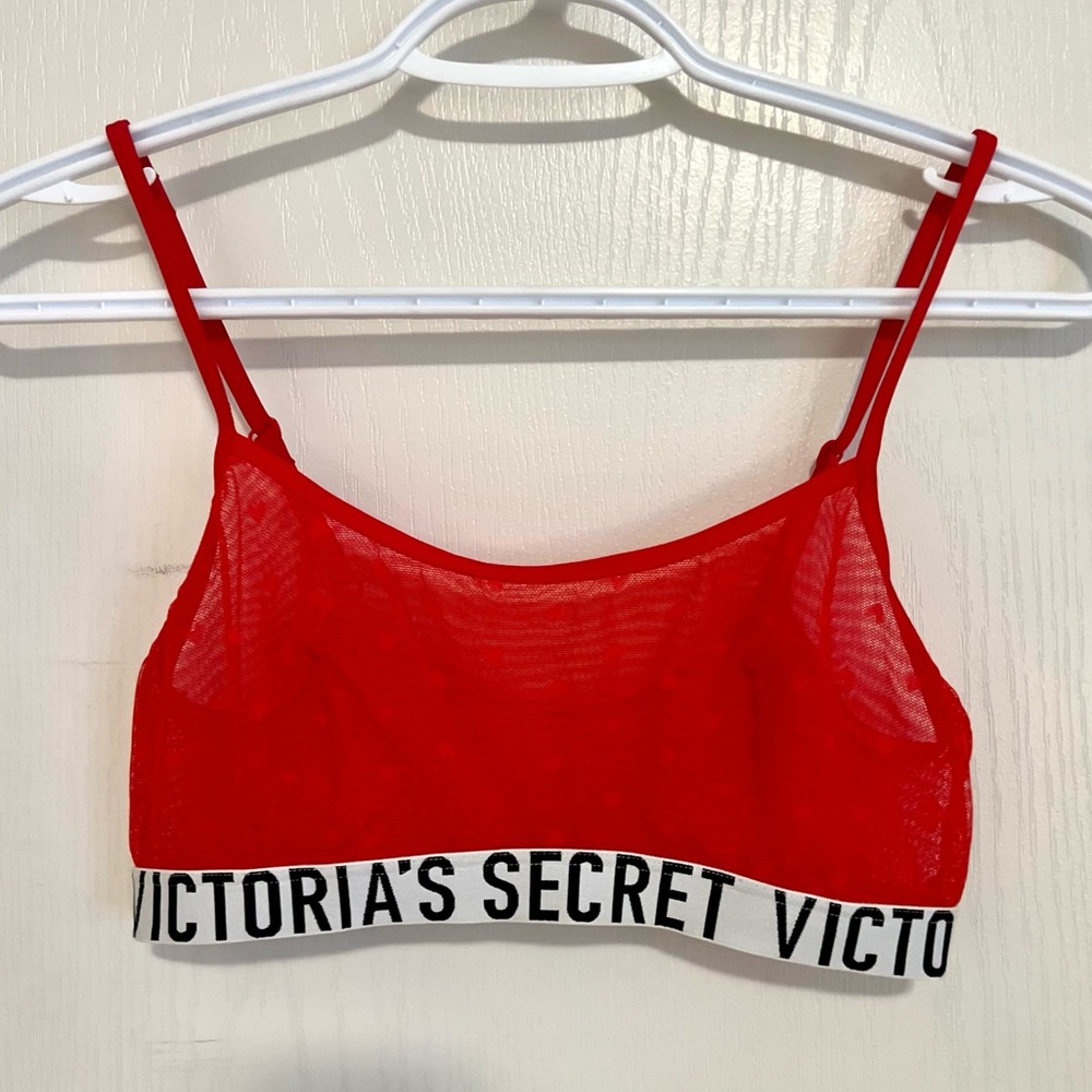 Victoria Secret Mesh Heart Red Bralette